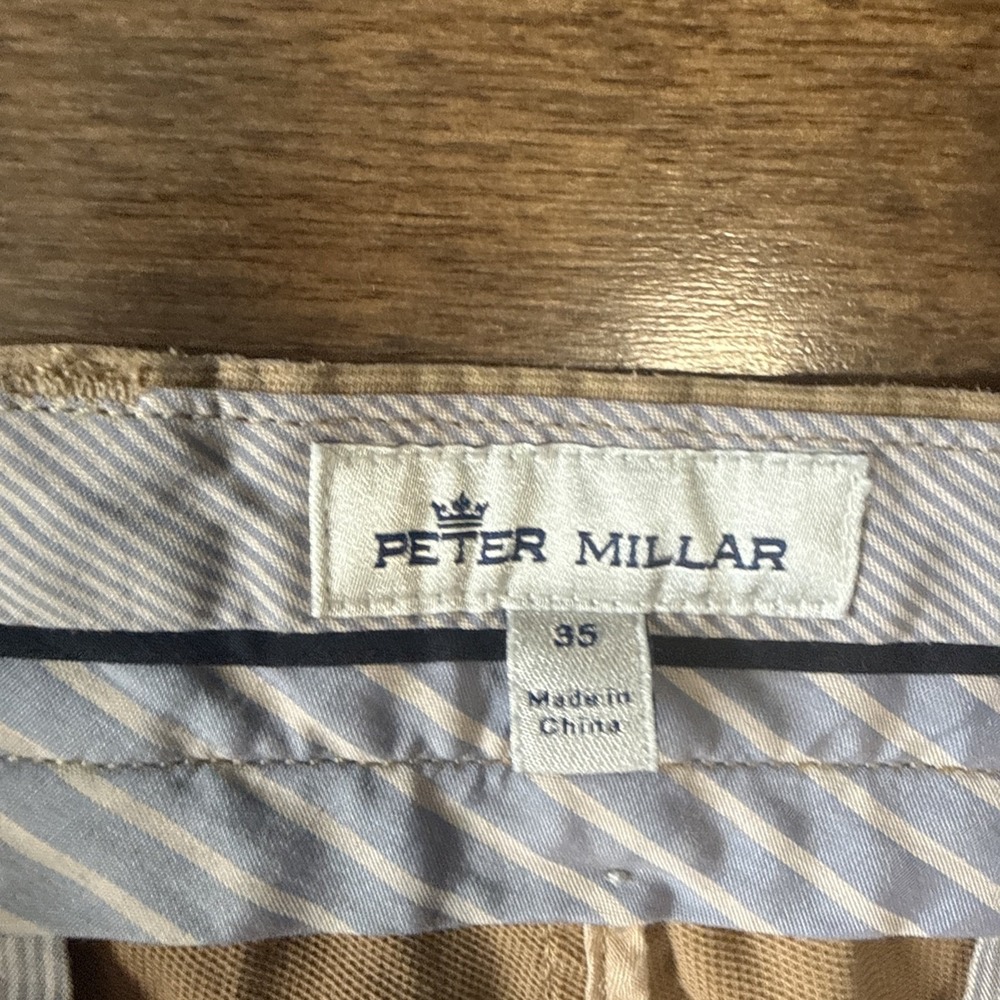 Peter Millar Bedford Shorts Men's 35 Beige Golf Chino 9" Inseam Preppy Casual - Picture 2 of 7